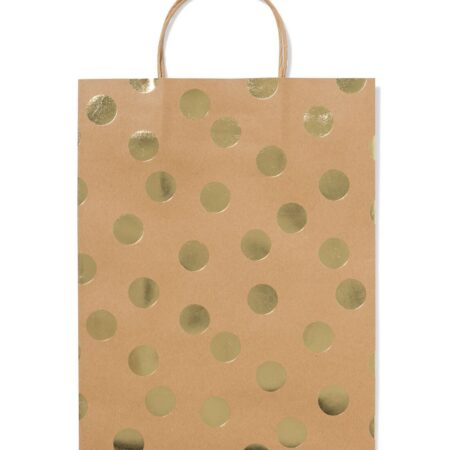 HEMA Cadeautas 24x11x31cm kraft stippen (goud) | HEMA