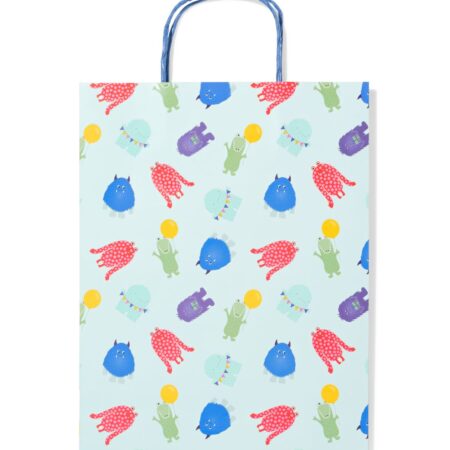 HEMA Cadeautas L 31x24cm papier monsters | HEMA