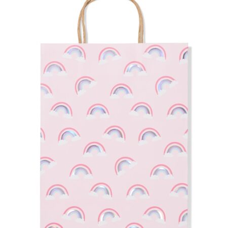 HEMA Cadeautas L 31x24cm papier regenboog (roze) | HEMA