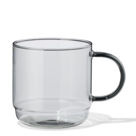 HEMA Cappuccinomok 440ml glas antraciet (antraciet) | HEMA