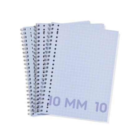 Collegeblokken blauw A4 geruit 10mm - 3 stuks (blauw)