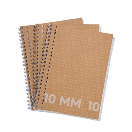 HEMA Collegeblokken kraft A4 geruit 10mm - 3 stuks (bruin) | HEMA