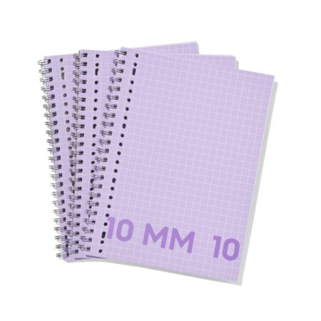 HEMA Collegeblokken lila A4 geruit 10mm - 3 stuks (lila) | HEMA