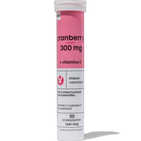 HEMA Cranberry 300mg + vitamine C bruistabletten - 20 stuks | HEMA