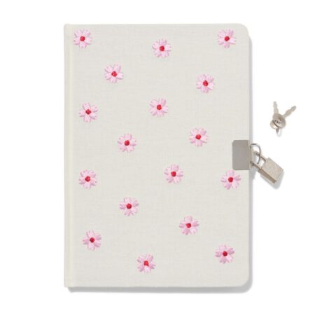 HEMA Dagboek 21.2x15cm slot borduursel bloemen | HEMA
