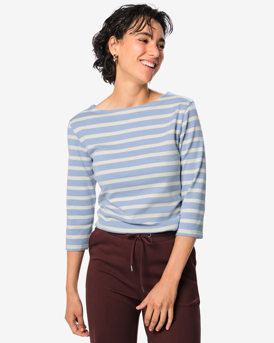 HEMA Dames T-shirt Cara jersey strepen blauw (blauw) | HEMA