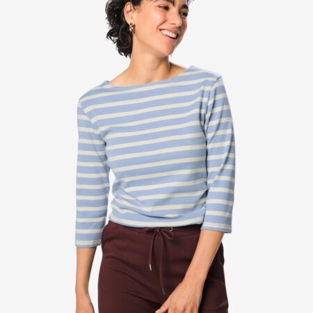 HEMA Dames T-shirt Cara jersey strepen blauw (blauw) | HEMA