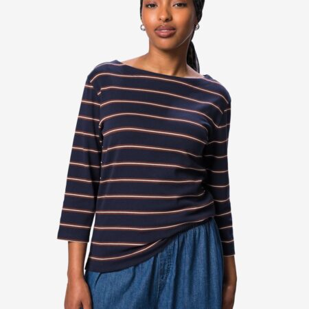 HEMA Dames T-shirt Cara jersey strepen donkerblauw (donkerblauw) | HEMA