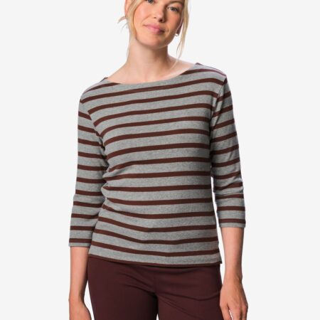 HEMA Dames T-shirt Cara jersey strepen middengrijs (middengrijs) | HEMA