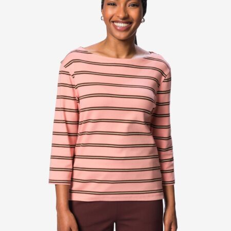 HEMA Dames T-shirt Cara jersey strepen roze (roze) | HEMA