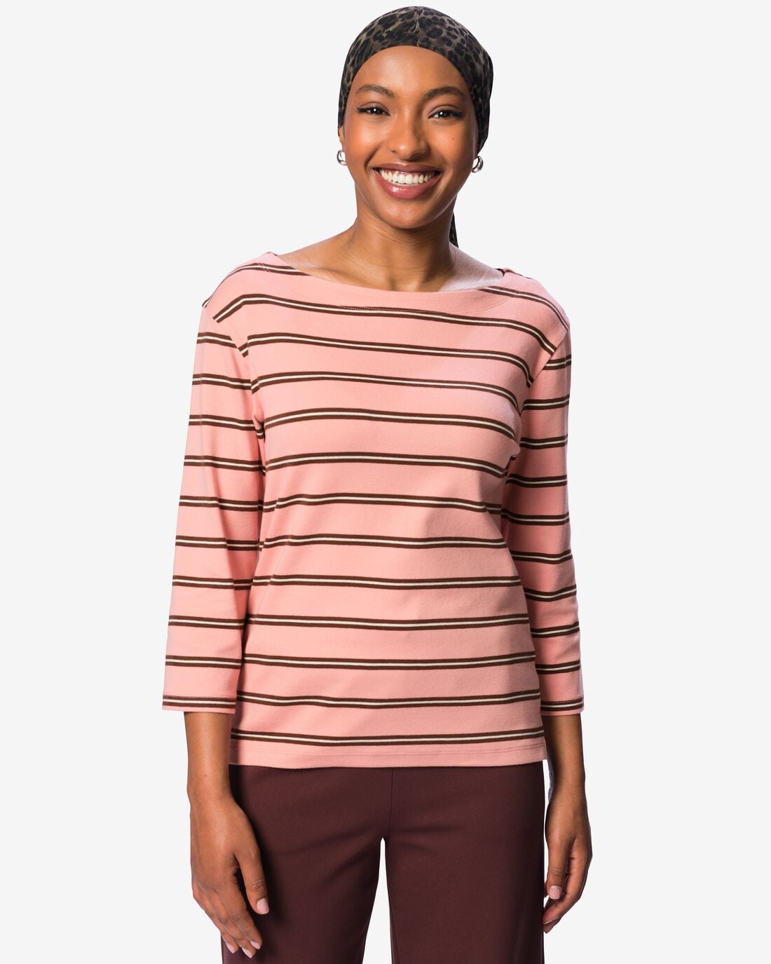 HEMA Dames T-shirt Cara jersey strepen roze (roze) | HEMA
