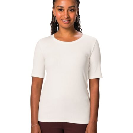 HEMA Dames T-shirt Clara rib wit (wit) | HEMA