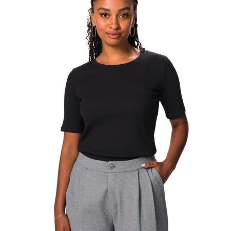 HEMA Dames T-shirt Clara rib zwart (zwart) | HEMA