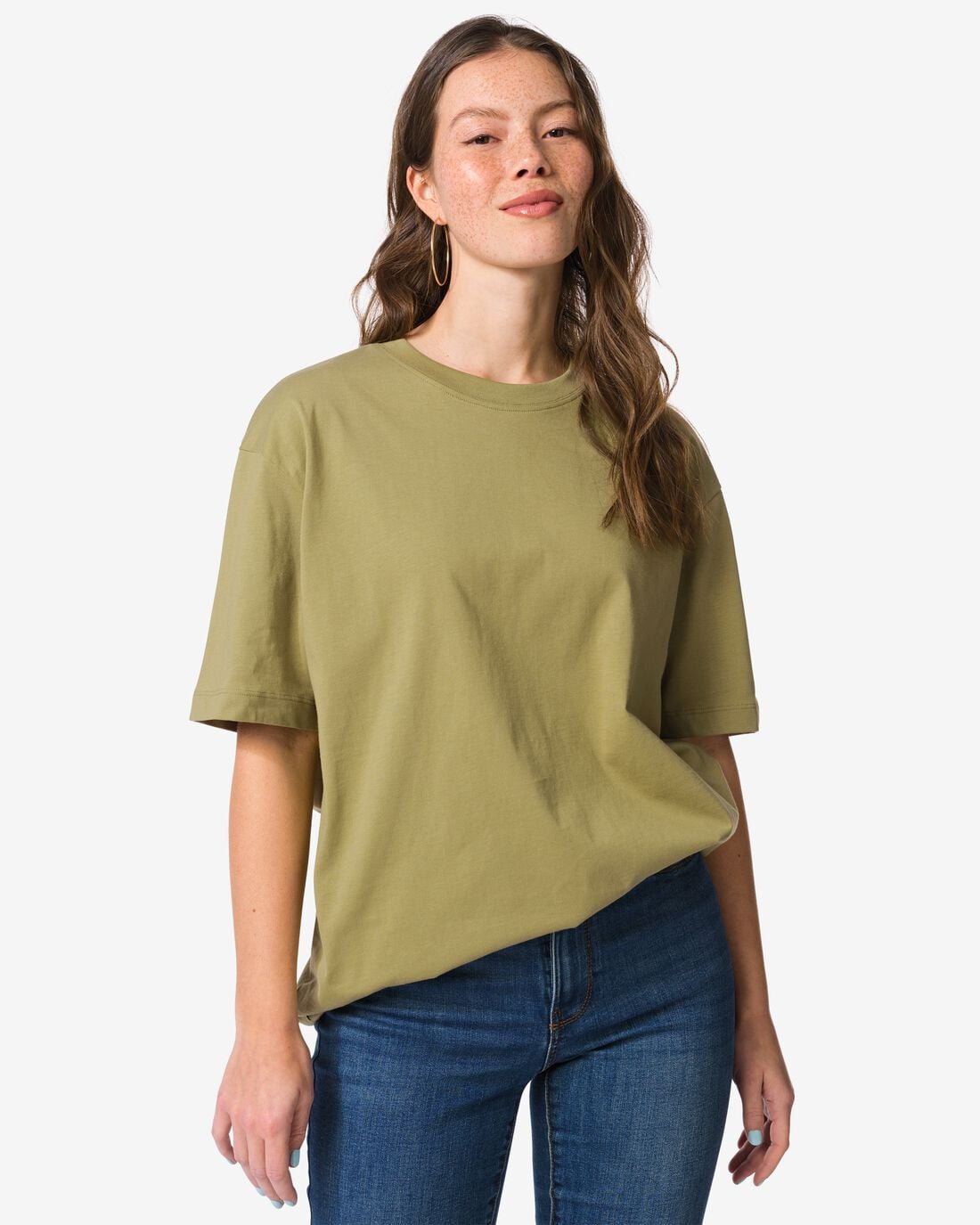 HEMA Dames T-shirt Do relaxed fit groen (groen) | HEMA