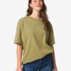 HEMA Dames T-shirt Do relaxed fit groen (groen) | HEMA