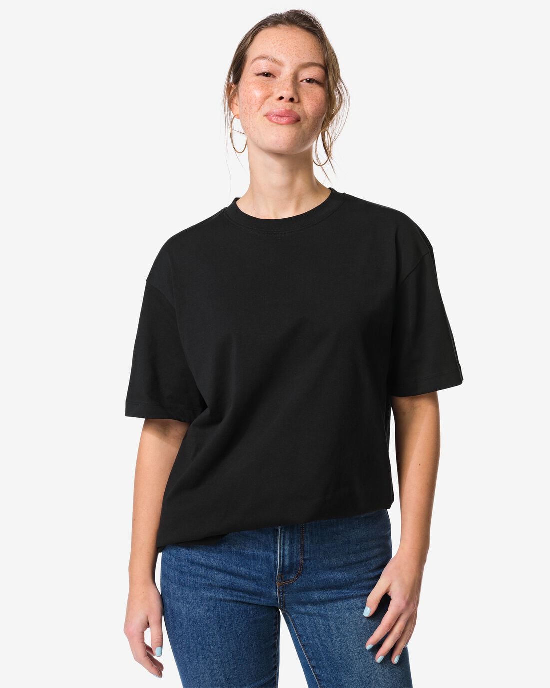 HEMA Dames T-shirt Do relaxed fit zwart (zwart) | HEMA
