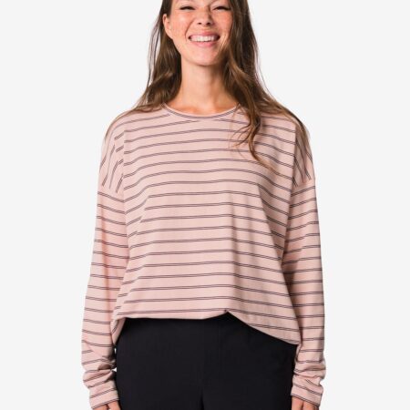 Dames T-shirt Elif jersey strepen roze