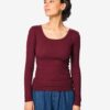 HEMA Dames T-shirt Olivia jersey bordeauxrood (bordeauxrood) | HEMA