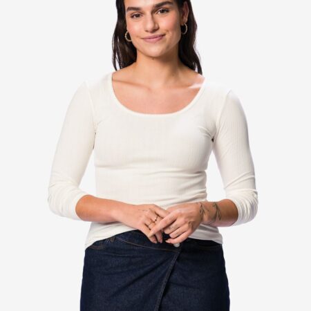 HEMA Dames T-shirt Olivia jersey wit (wit) | HEMA