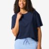 HEMA Dames T-shirt boxy fit donkerblauw (donkerblauw) | HEMA