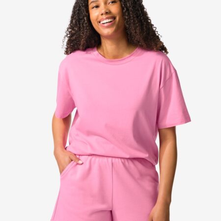 HEMA Dames T-shirt boxy fit roze (roze) | HEMA