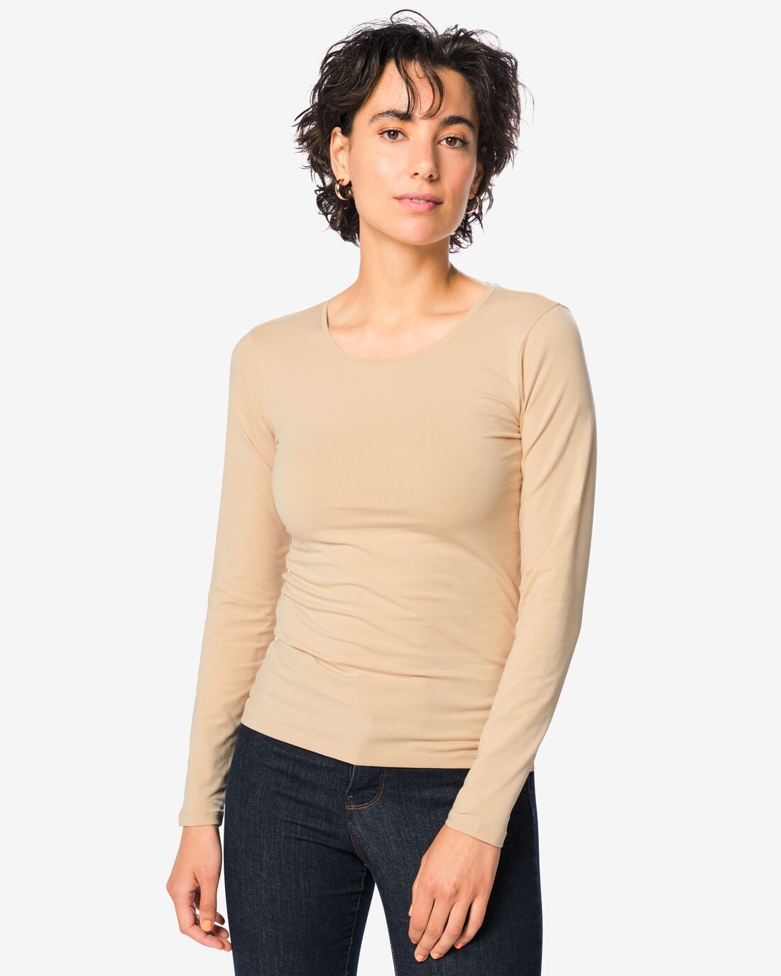 HEMA Dames T-shirt jersey beige (beige) | HEMA