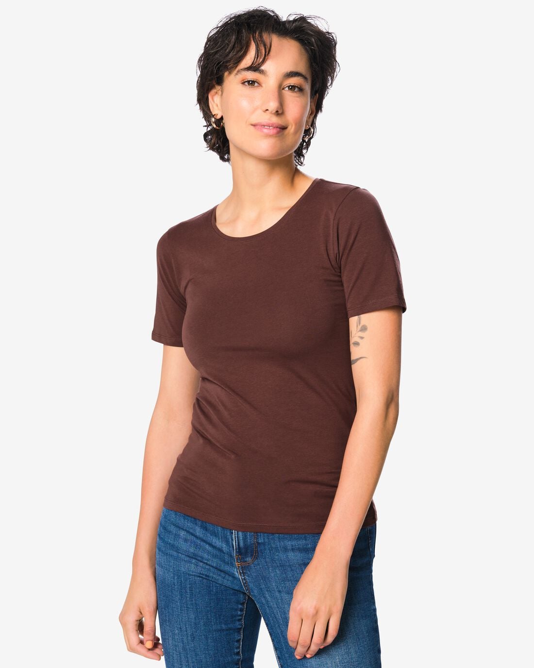 HEMA Dames T-shirt jersey bruin (bruin) | HEMA