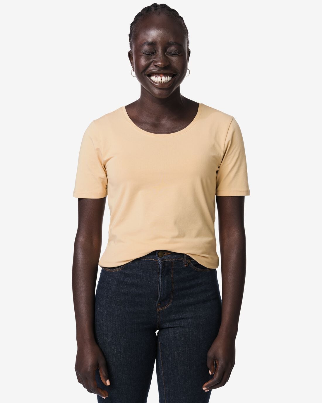 HEMA Dames T-shirt jersey essentials beige (beige) | HEMA