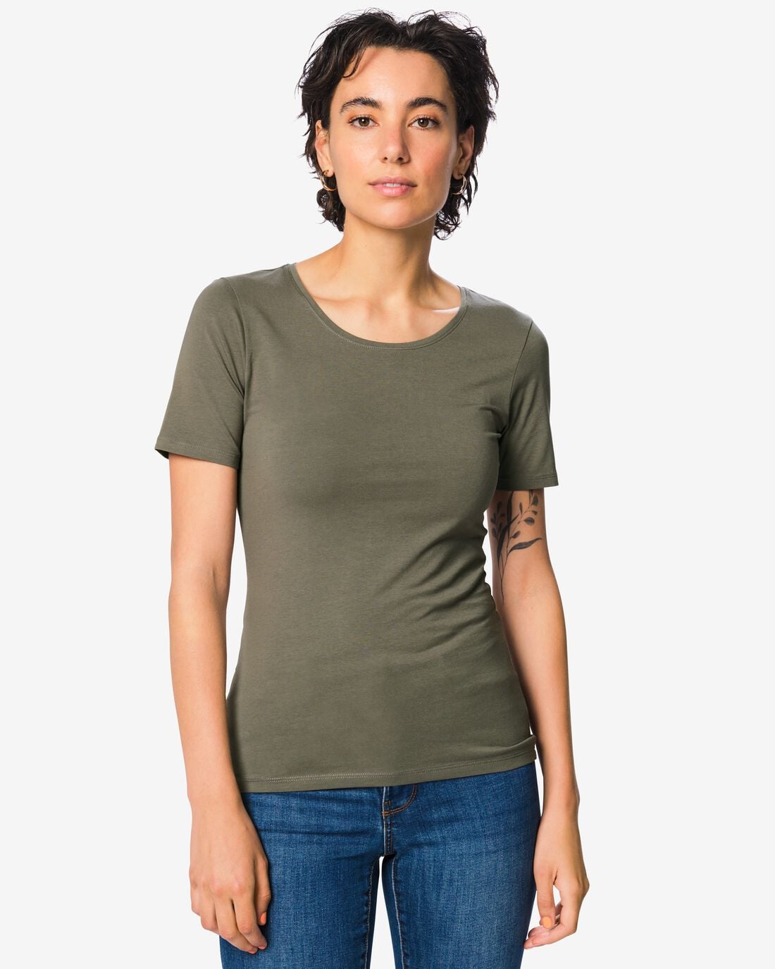 HEMA Dames T-shirt jersey essentials grijs (grijs) | HEMA