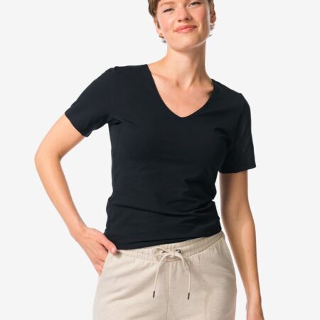 HEMA Dames T-shirt perfect comfort katoen zwart (zwart) | HEMA