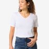 HEMA Dames T-shirt slim fit v-hals wit | HEMA