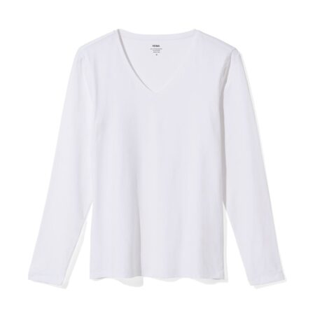 HEMA Dames T-shirt slim fit v-hals wit | HEMA