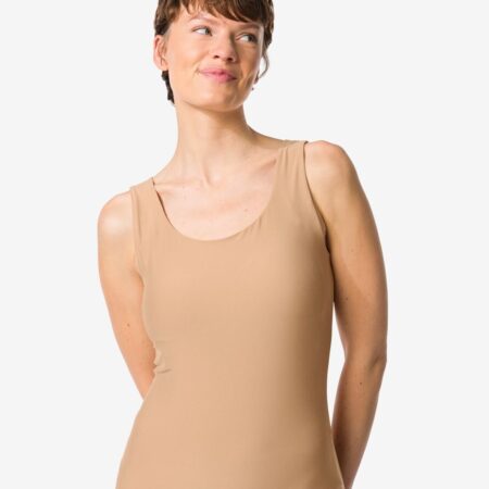 HEMA Dames bh hemd smoothing met ingebouwde cups beige (beige) | HEMA