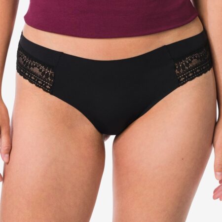 HEMA Dames brazilian micro met kanten inzet zwart | HEMA