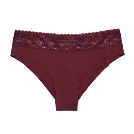 HEMA Dames brazilian micro met kanten tailleband donkerrood (donkerrood) | HEMA