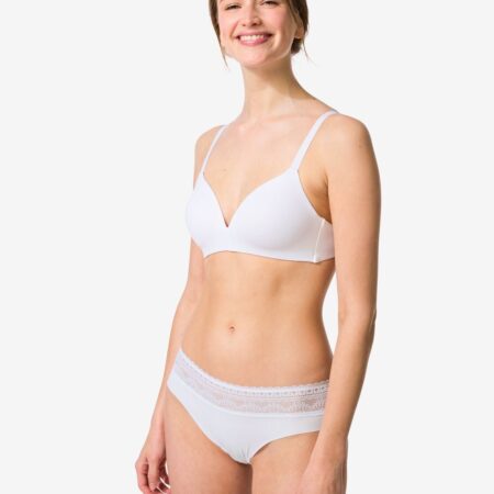 HEMA Dames brazilian micro met kanten tailleband wit (wit) | HEMA
