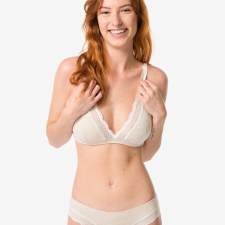 HEMA Dames brazilian rib met kant naturel (naturel) | HEMA