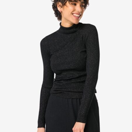 HEMA Dames coltrui Nova met ribbels en glitters zwart | HEMA