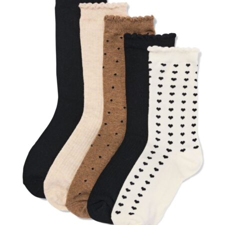 HEMA Dames crewsokken hartjes - 5 paar beige | HEMA