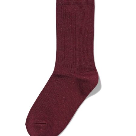 HEMA Dames crewsokken rib glitter bordeauxrood | HEMA