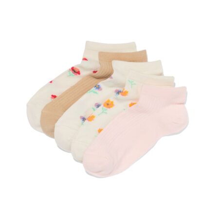 HEMA Dames enkelsokken bloemen - 5 paar beige (beige) | HEMA