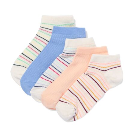 HEMA Dames enkelsokken rib strepen - 5 paar multicolor (multicolor) | HEMA