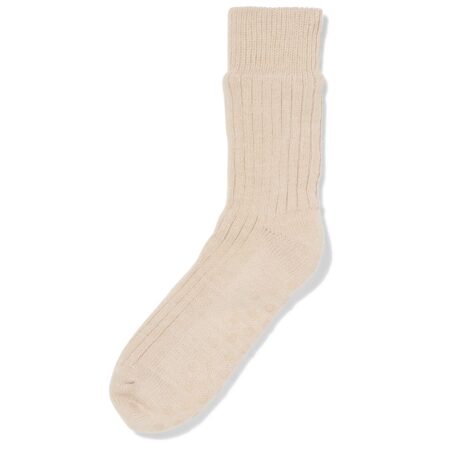 Dames huissokken fleece rib beige