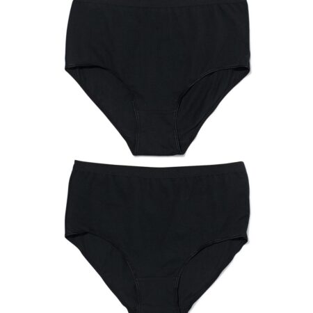 HEMA Dames tailleslip katoen - 2 stuks zwart | HEMA