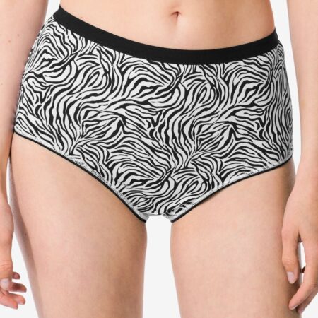 HEMA Dames tailleslips katoen dier - 2 stuks zwart/wit (zwart/wit) | HEMA