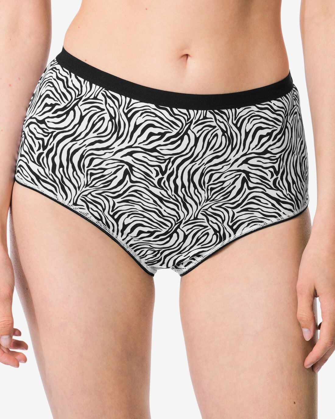 HEMA Dames tailleslips katoen dier - 2 stuks zwart/wit (zwart/wit) | HEMA