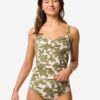 HEMA Damesbikinibroekje Meggy shaping fit bloemen groen (groen) | HEMA