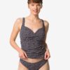 HEMA Damesbikinibroekje Mila structuur zwart/wit (zwart/wit) | HEMA