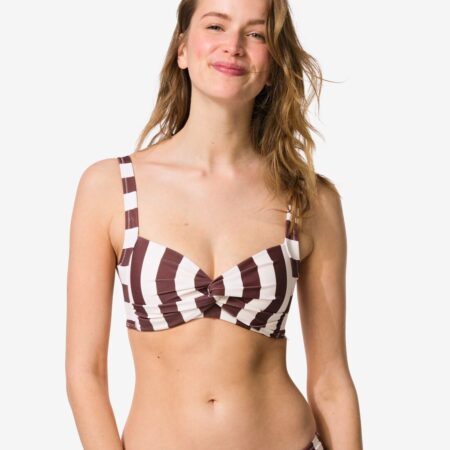 HEMA Damesbikinitop Anette blokstrepen bruin (bruin) | HEMA