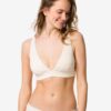 HEMA Damesbikinitop Liv triangel broderie creme (creme) | HEMA